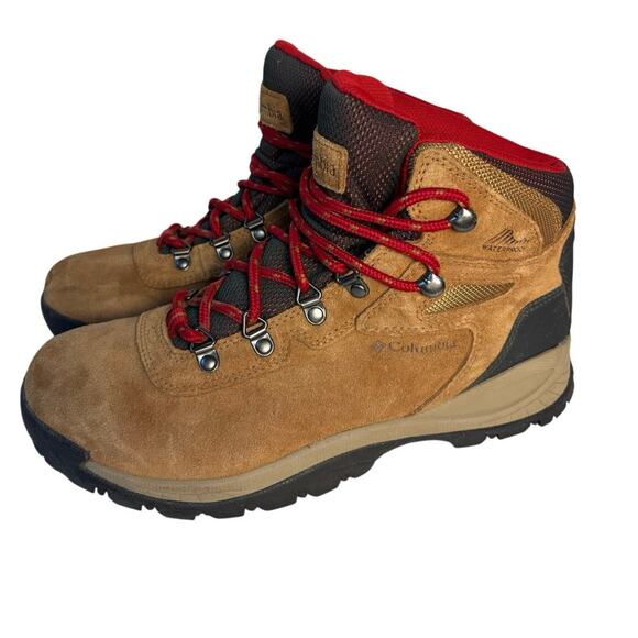 Columbia Women Tan Brown Suede Red Lace Waterproof Insulated Hiking Boot 10 - Picture 1 of 7